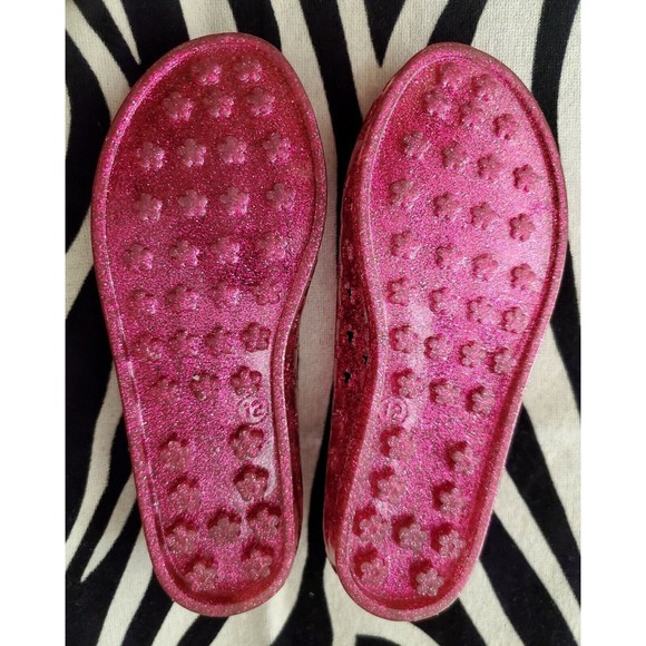 Pretty Gymboree Pink Glitter Star Jelly Slides Shoes Flats Toddler Girls Size 12 - Picture 8 of 9